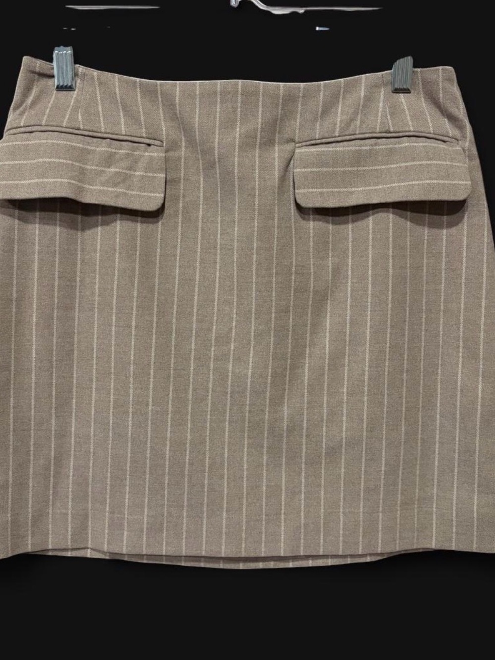 Banana Republic Taupe Pinstripe Mini Skirt with Flap Pockets